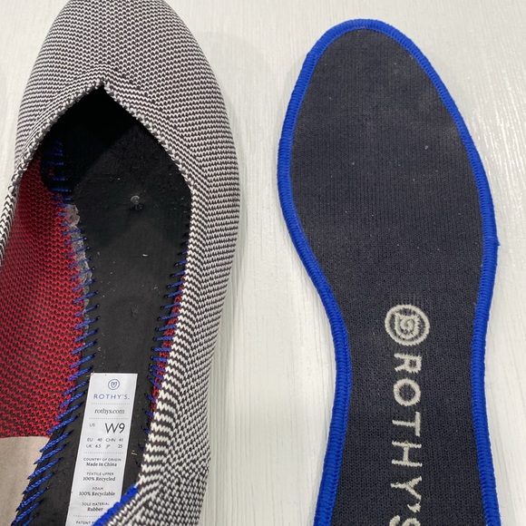 Rothy’s shale cherry red ribbon stripe ballet flats size 9 - Picture 14 of 14